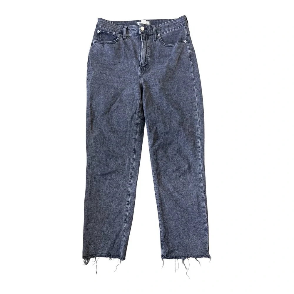 Madewell Womens Curvy Perfect Vintage Straight Jeans‎ Raw Hem Size 29 Gray Wash